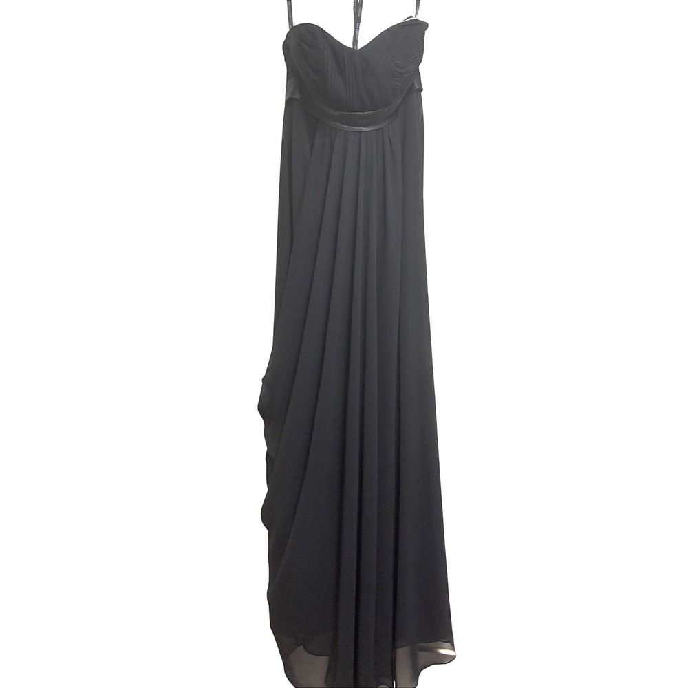 Bill Levkoff 520 Formal Evening Gown Black Strapless Pleated Empire Waist 10